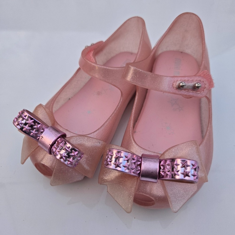 Mini Melissa Pink Ultragirl Stars Ballerinas Toddler Shoes Size 7